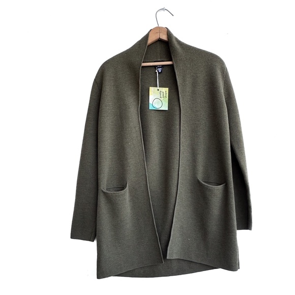 Eileen Fisher Heavier Weight Coat‎ Jacket Cardigan Wool Green - Size PM - Picture 1 of 8